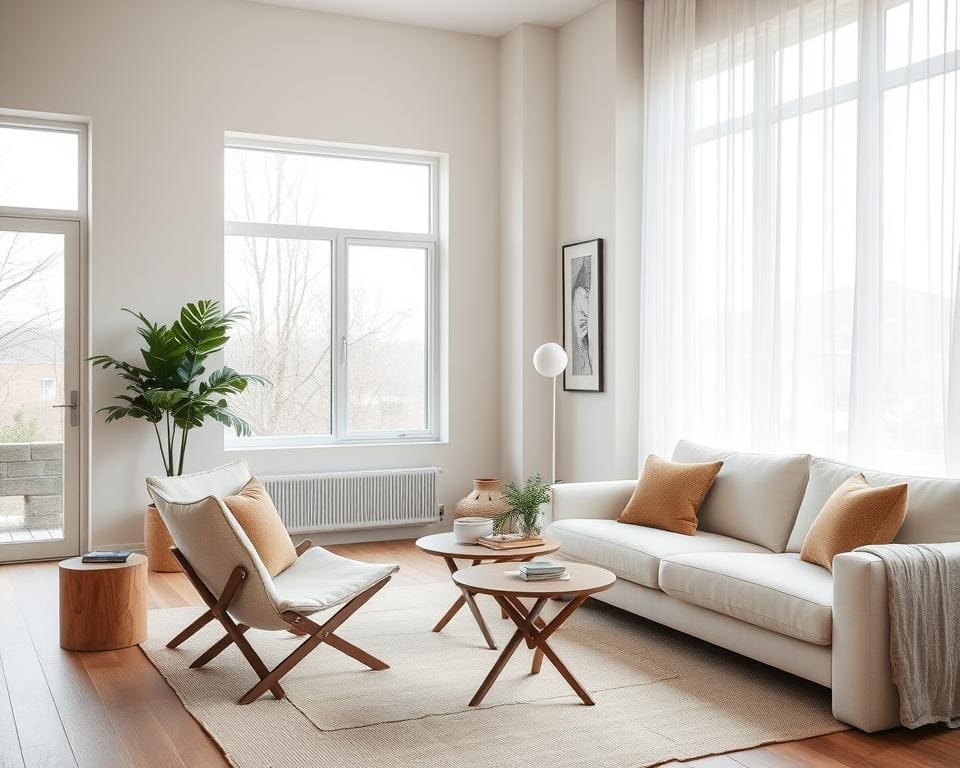 Inklapbare stoelen in een moderne woonkamer