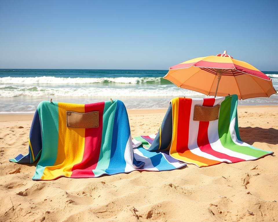 Strandlakens met geïntegreerde parasolhouder