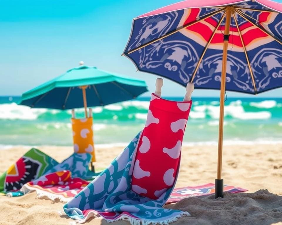 strandlakens met geïntegreerde parasolhouder